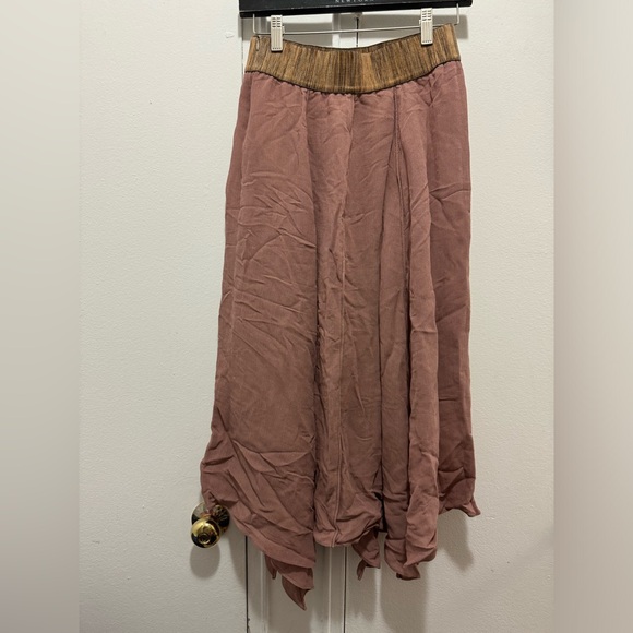 $440 Veronique Leroy Paris Linen Blend Skirt in Pink Mauve size US 8 - Picture 1 of 6